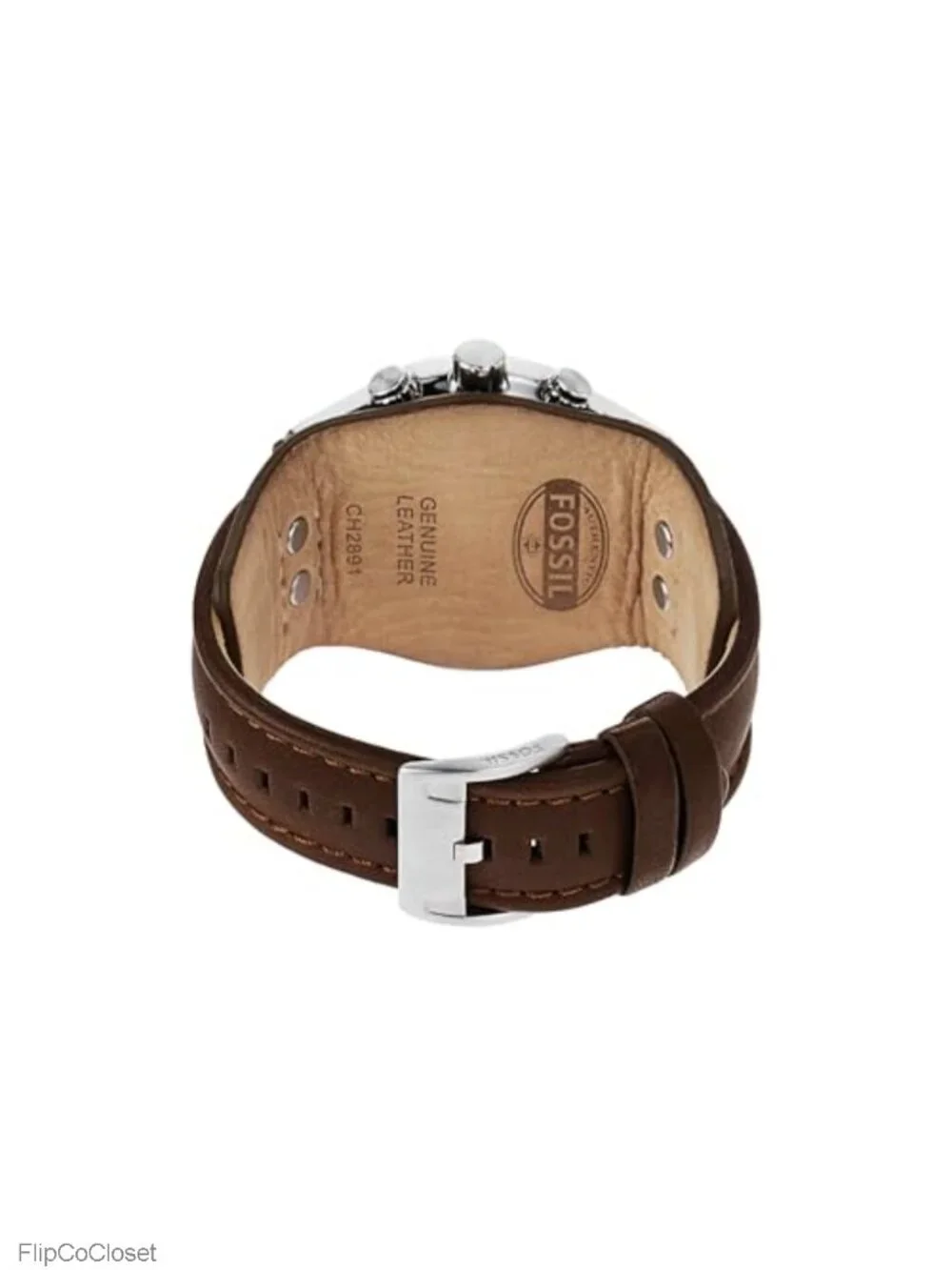 Men's Quartz Chronograph Leather Watch 44mm Stainless Steel